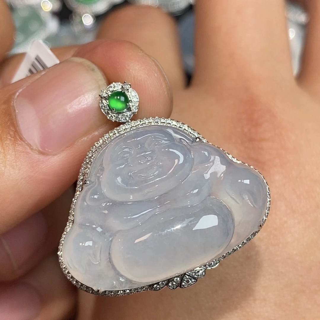 翡翠颈饰18K金镶嵌佛公