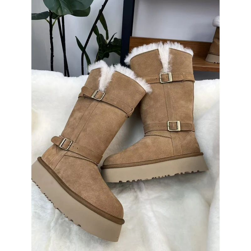 2025新款雪地靴厚底高筒骑士靴时尚百搭冬季保暖加厚