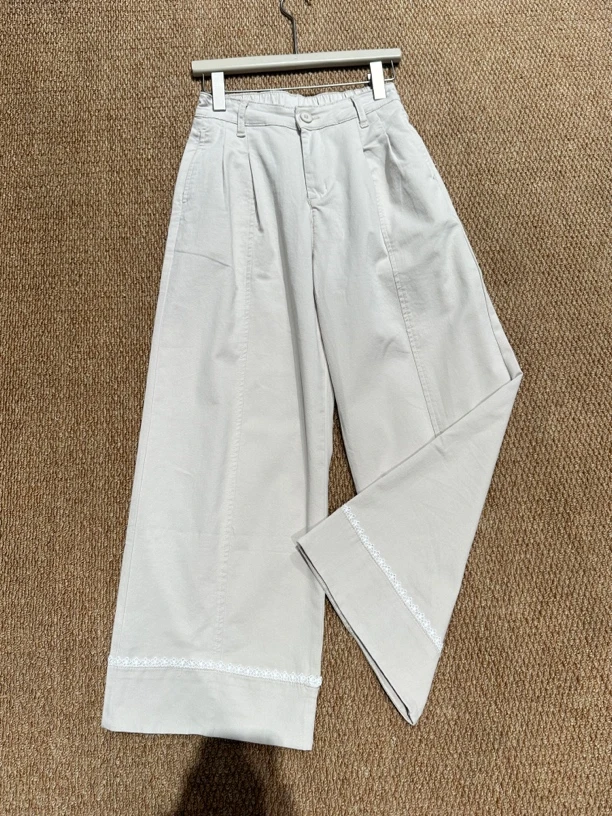 高腰白色夏宽松阔腿裤休闲裤吸汗排湿夏季牛仔裤8886