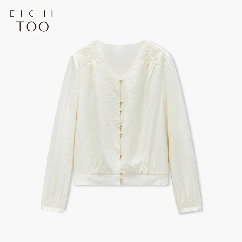 A爱居兔2025年春季新款简约大方长袖休闲通勤衬衫女ENEAJ1Q003A