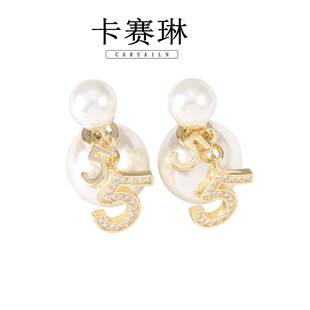 卡赛琳carsailn/ 镀K金 925银针 锆石轻奢时尚百搭5号耳钉 1115