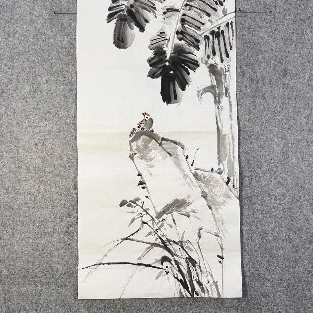 国画640 牡丹之花之叶的颜色与花色