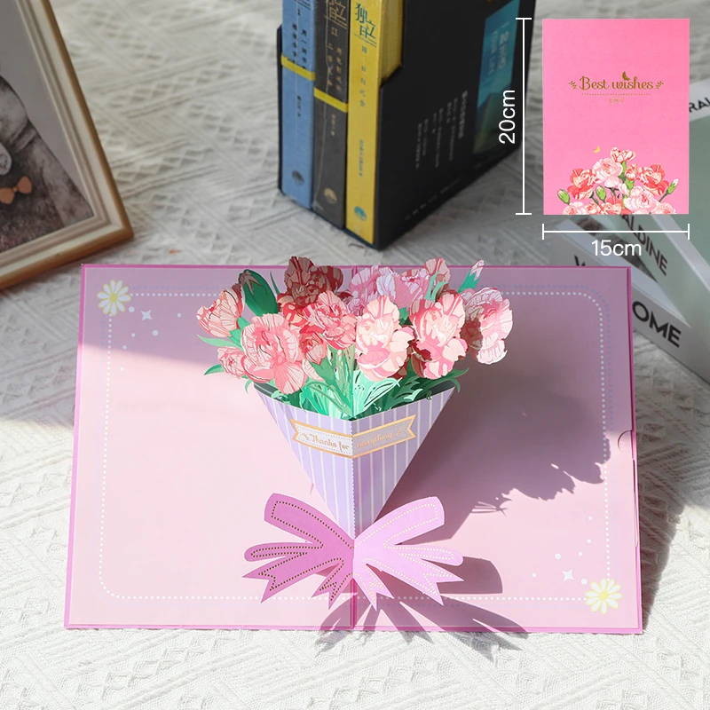 新款教师节贺卡创意精致精美康乃馨简约款手写祝福留言卡片送老师