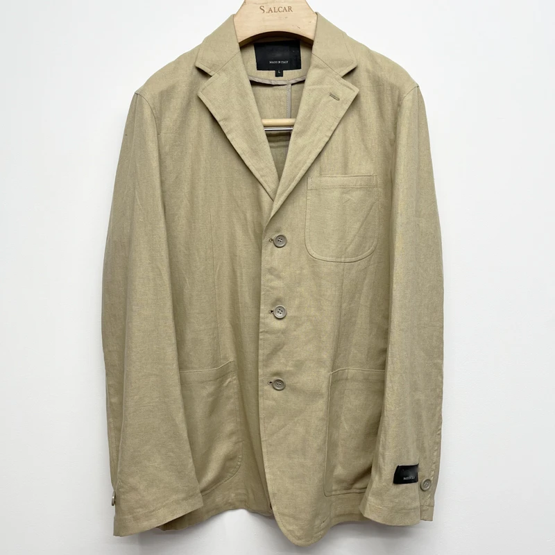 004少量撤柜高货大码康家亚麻三扣羊毛单西春秋商务男士休闲西服