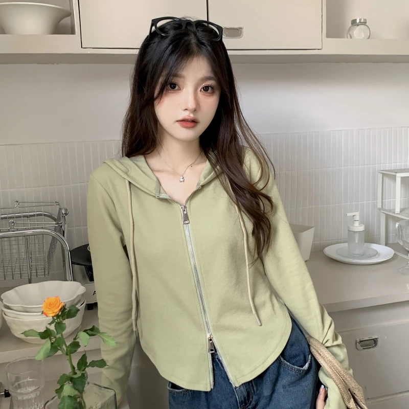 2025春季新款宽松显瘦连帽开衫女卫衣大码休闲百搭长袖打底衫6017