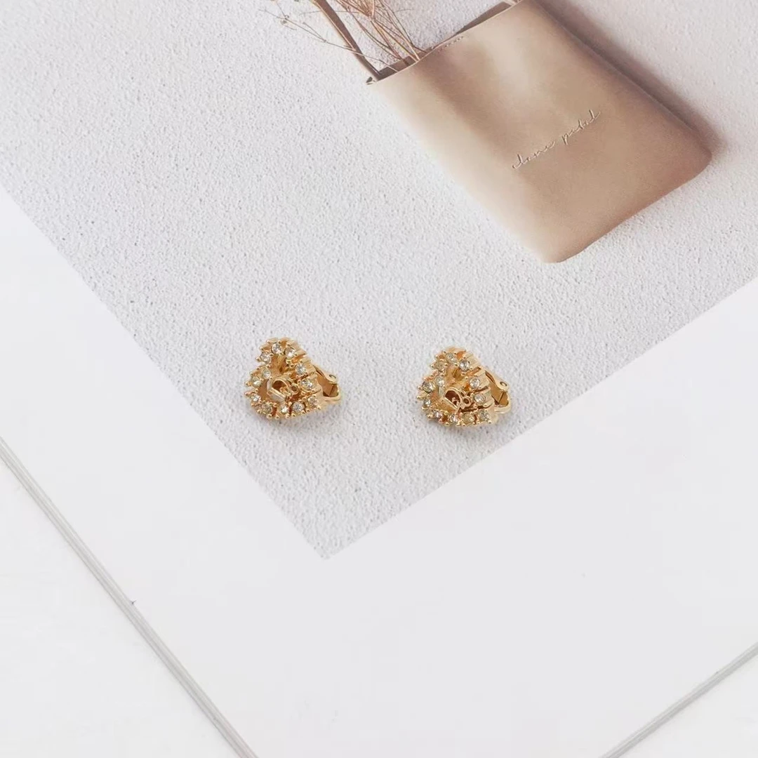 95新 DIOR/迪奥 GGS迪奥爱心镶钻耳夹/28018990