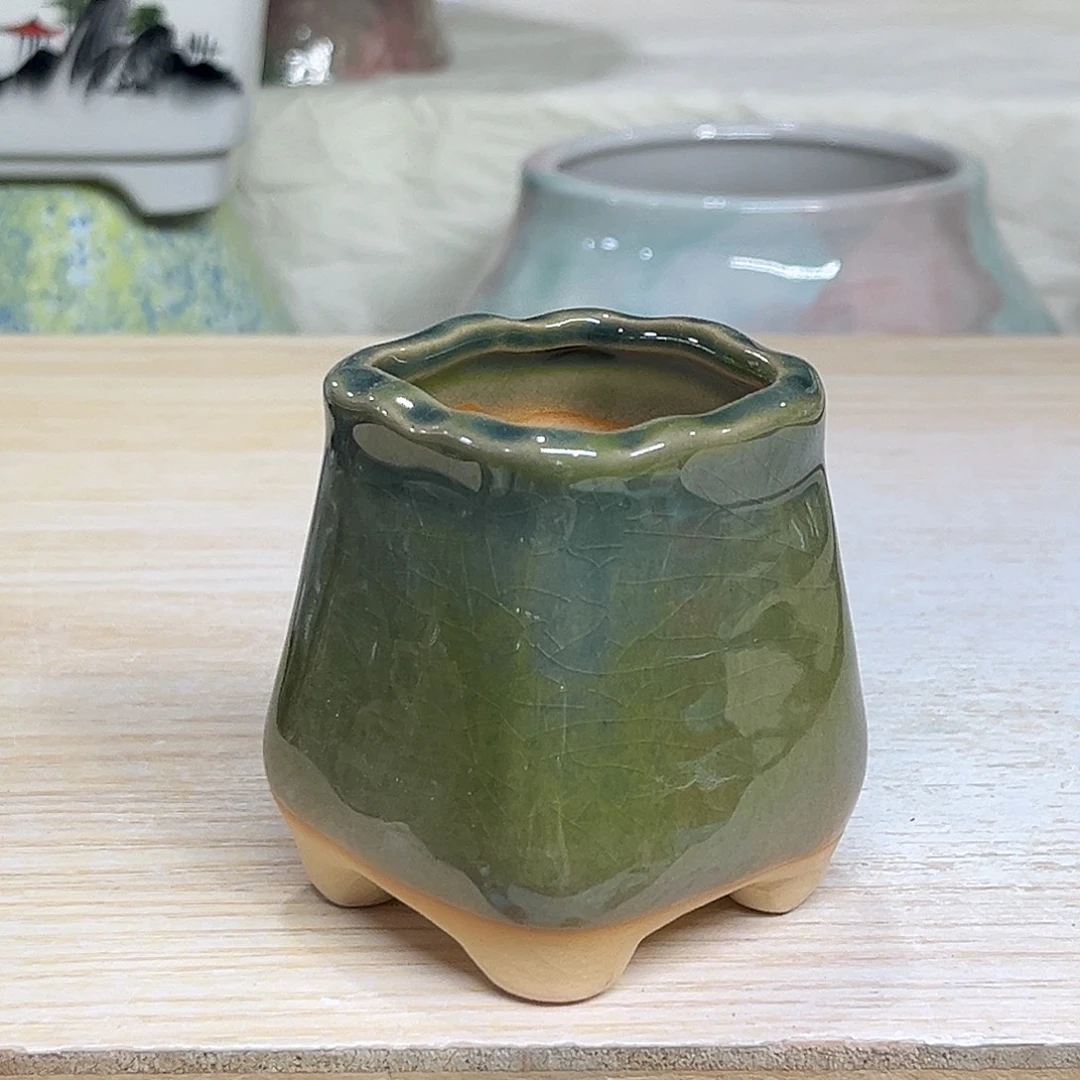 陶瓷绿植多肉微瑕花盆外口径：4*7