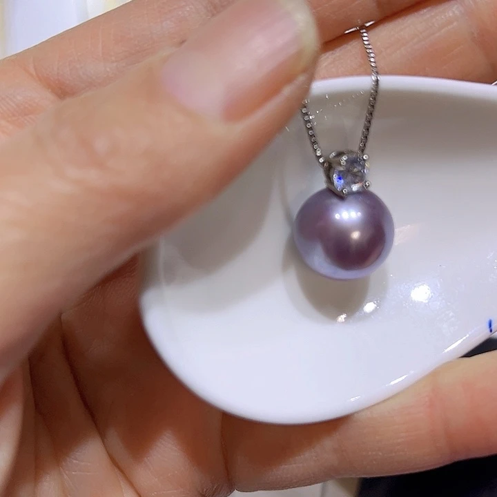 淡水珍珠紫珠银色戴妃吊坠未镶嵌