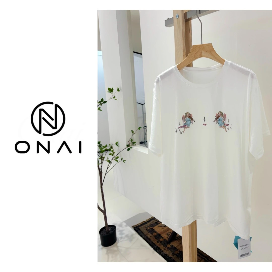 【Onai】印花潮流大版长袖夏季韩版T恤短袖设计师宽松卡通动漫25097