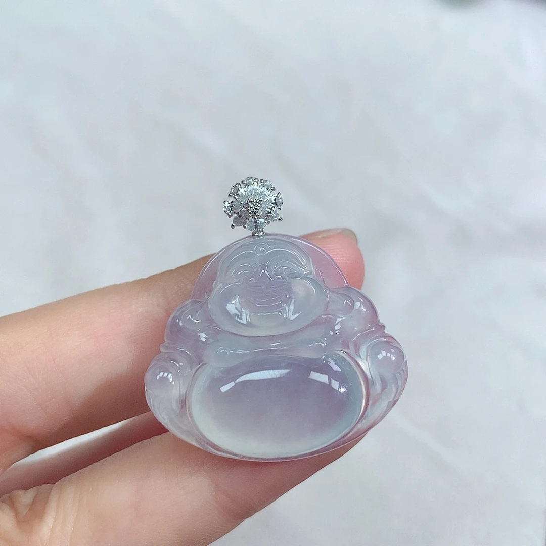 颈饰18K金镶嵌翡翠佛公