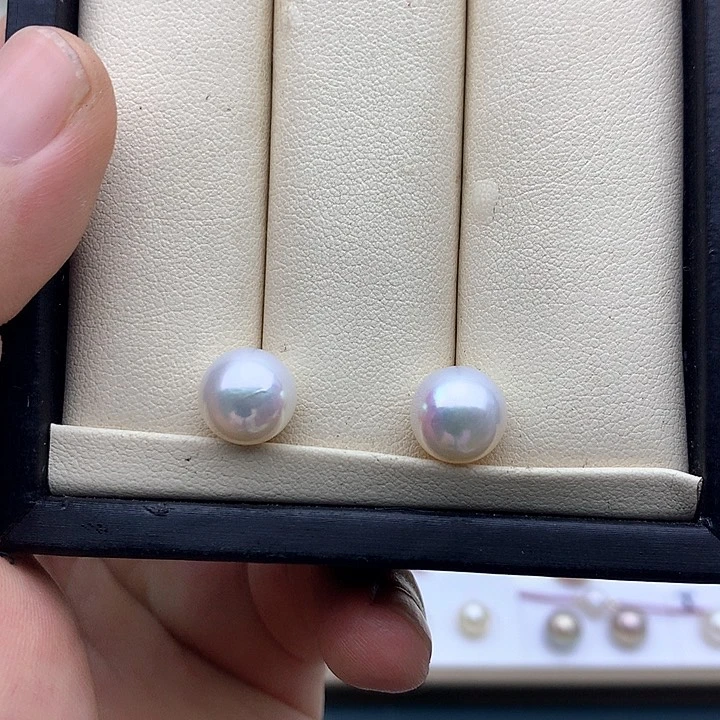 银S925镶嵌淡水珍珠耳钉