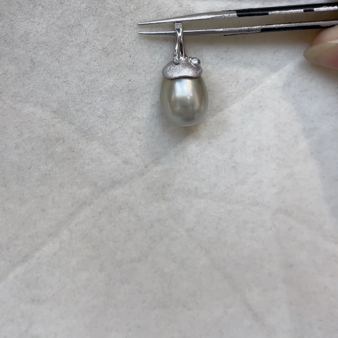 吊坠(不含链)银S925镶嵌海水珍珠