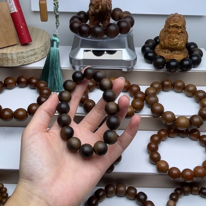 Y***h手串/手链檀香木开播福利1.5黑肉横纹沉水焦糖