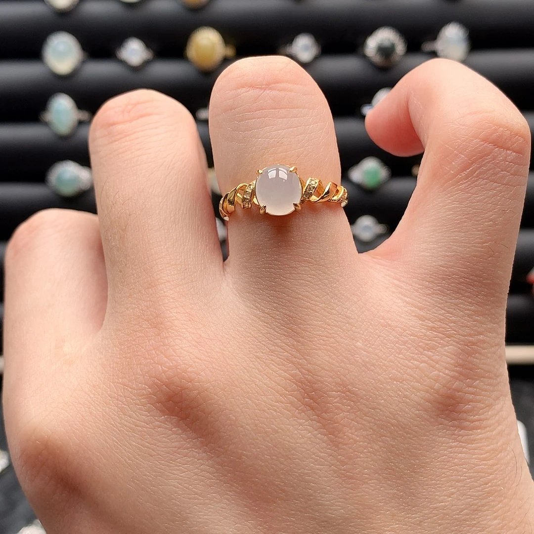 翡翠戒指银S925镶嵌0170