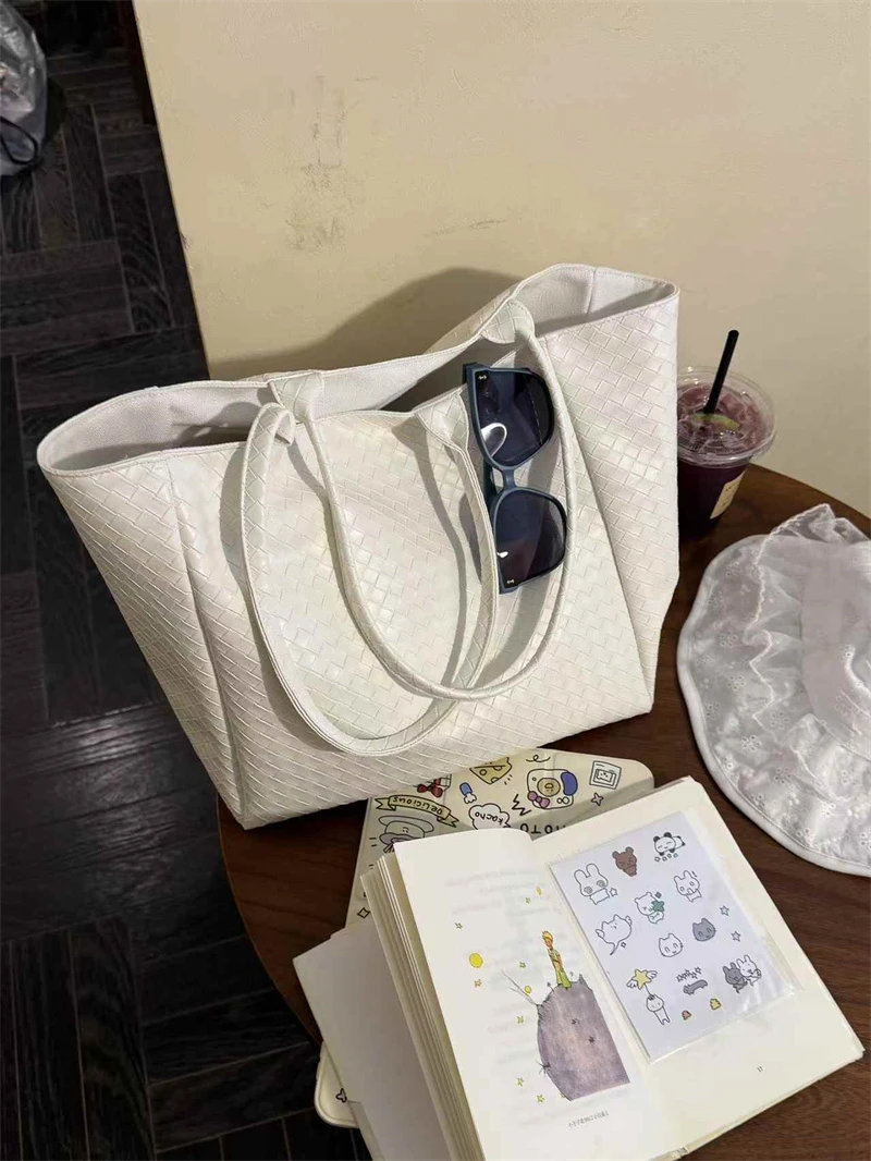 韩系编织手提包2025新款大容量单肩通勤包托特包腋下包外出购物袋