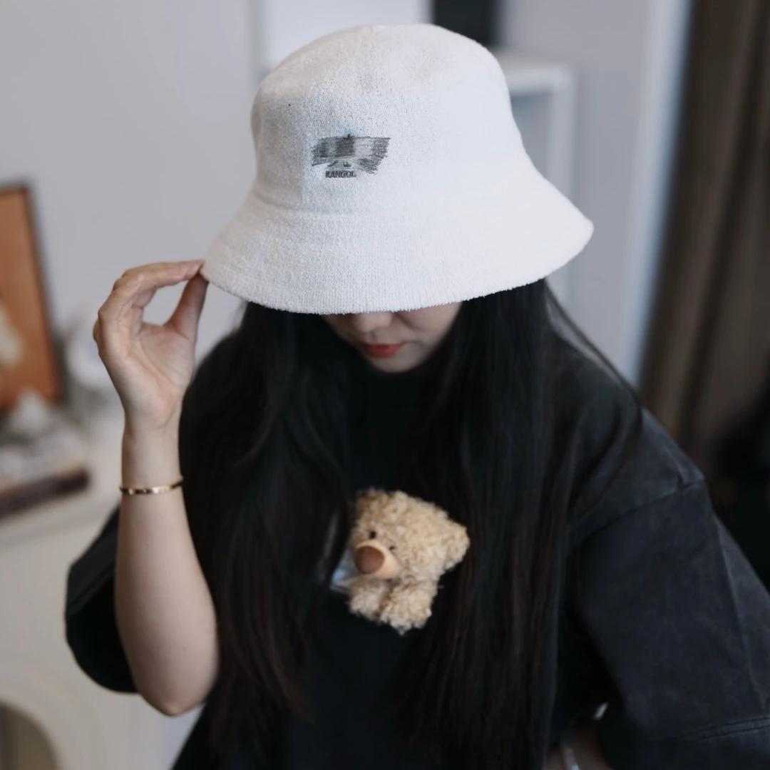 四季款韩版袋鼠宋旻浩热巴同款ins毛巾网眼防晒纯色平顶渔夫盆帽