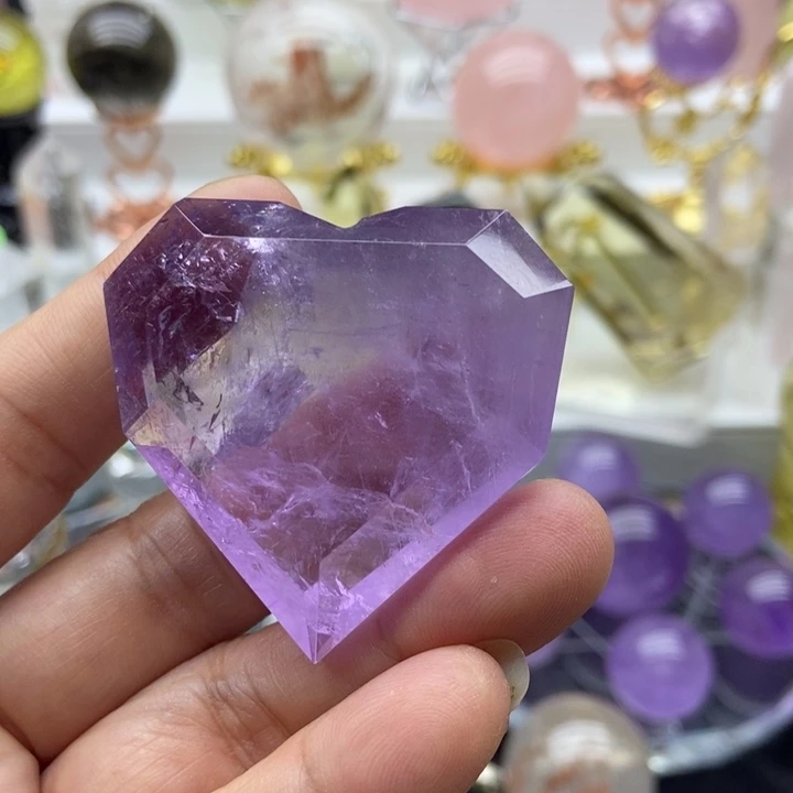 摆件未镶嵌水晶紫水晶爱心