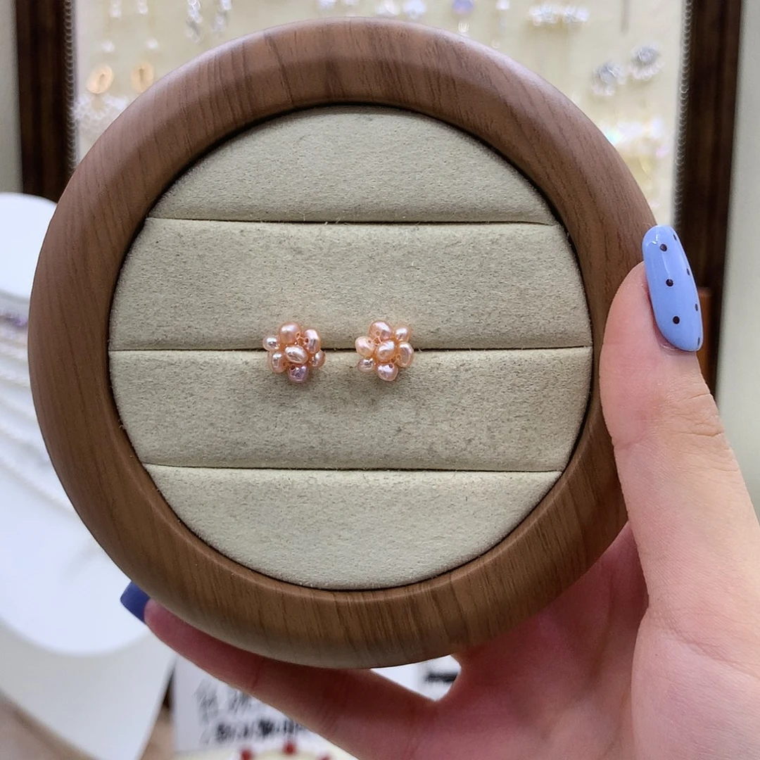 耳饰银S925镶嵌淡水珍珠