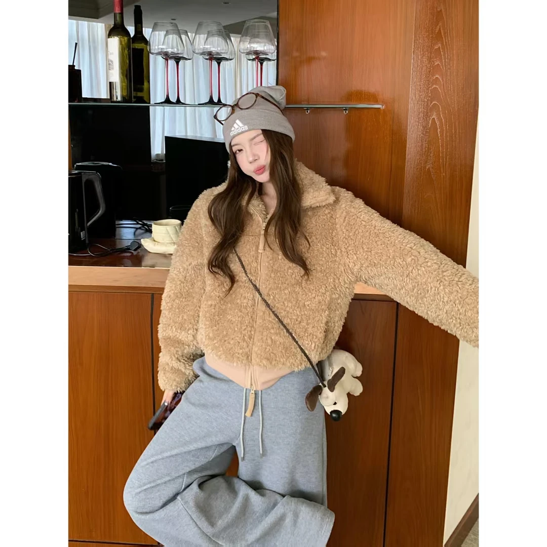 H1010【辣妹托卡】超好看的中古高级感轻奢气质翻领毛毛外套