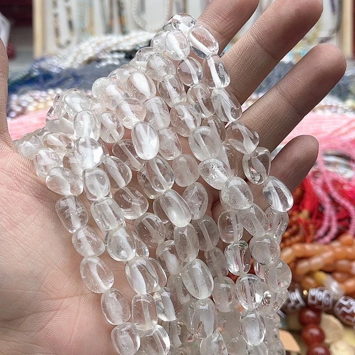 玛瑙/玉髓珠宝半成品未镶嵌一条白水晶随型珠