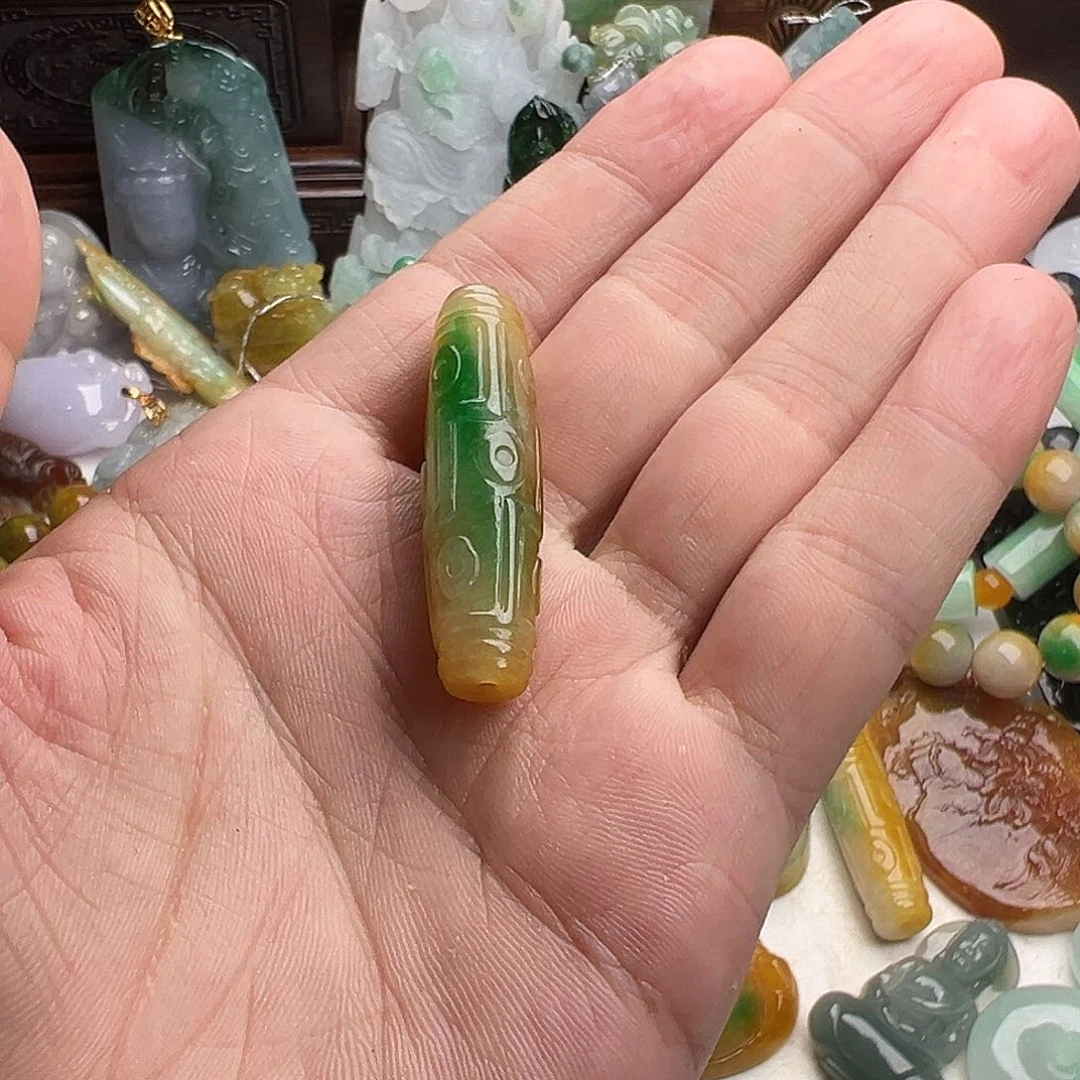 晴**心天珠子一个黄佳绿