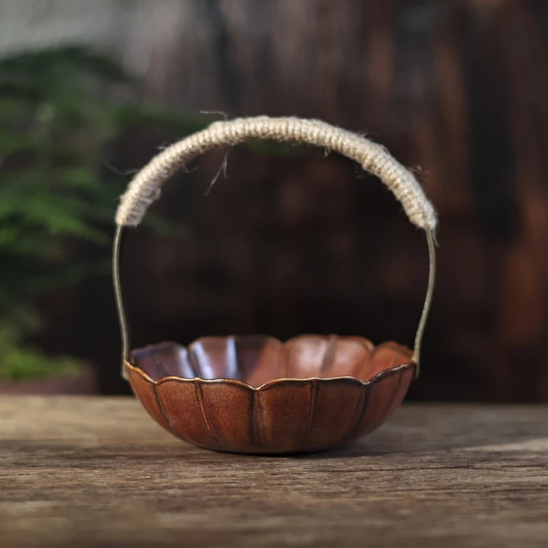 【好物】清风单层提梁-红金釉（Q4046）