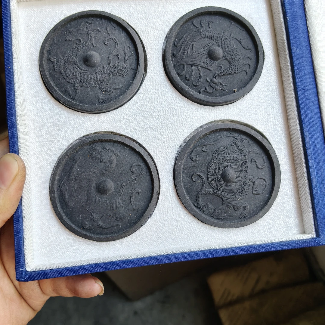 80年代微瑕四灵套松烟徽墨