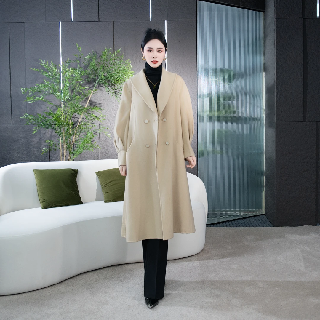 【丽爷】22106米黄色毛呢外套