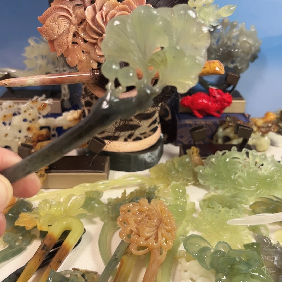 蛇纹石玉合金发饰