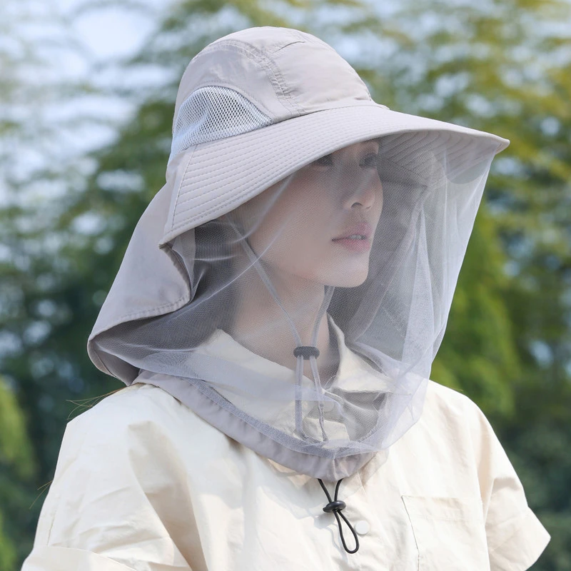 户外防晒太阳帽子男女士夏季防蚊虫网纱遮脸面罩登山钓鱼帽遮阳帽