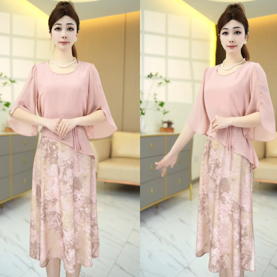 SW16【上衣+连衣裙】夏季新款显瘦真两件披肩法式宽松时尚连衣裙