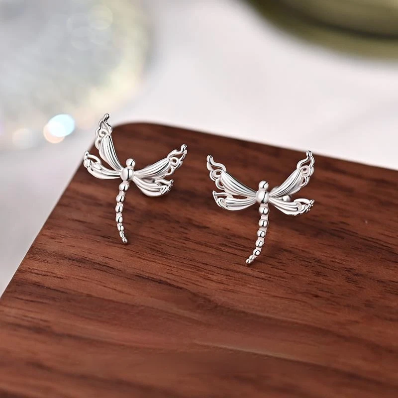 9999银耳钉2025年新款爆款蜻蜓耳环高级感轻奢小众设计气质设计感