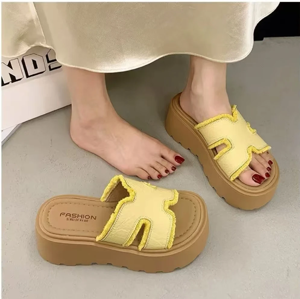 厚底5公分增高一字拖仙女风花朵拖鞋百搭ins凉拖鞋休闲-255