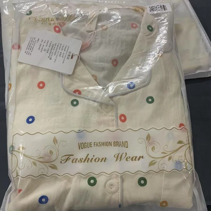 【R654】夏款彩虹圈圈短袖短裤+长裤三件套+胸垫【开衫款】