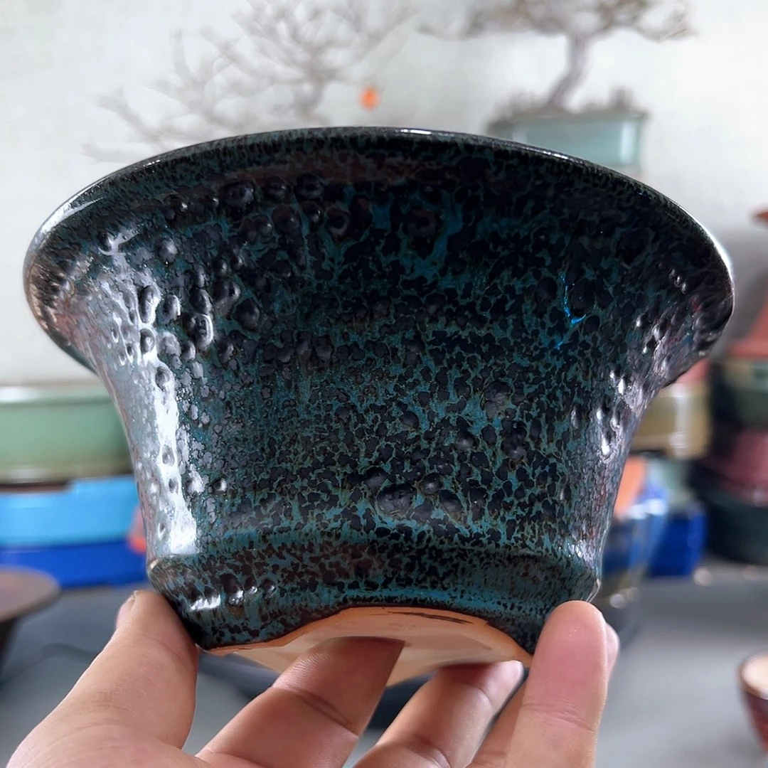 蓝泡泡釉微瑕18*9.5