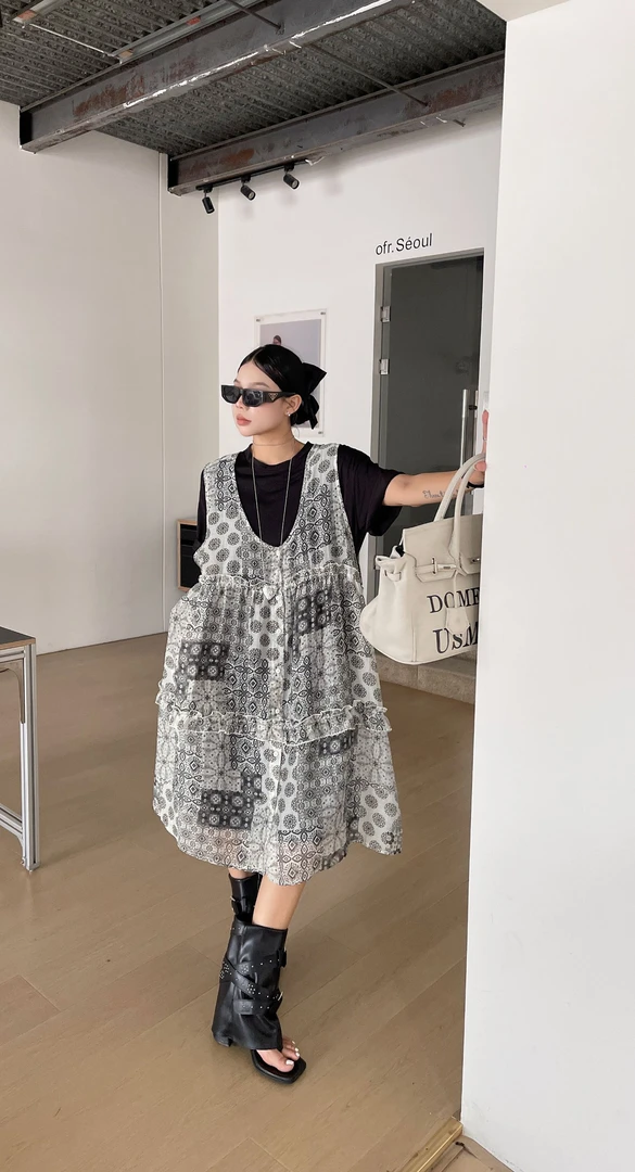 1280夏季新款欧货女装短袖背带T恤裙套装女两件套减龄时尚连衣裙