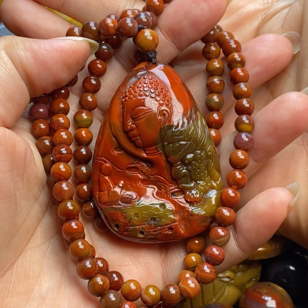 玛瑙/玉髓颈饰未镶嵌战国红