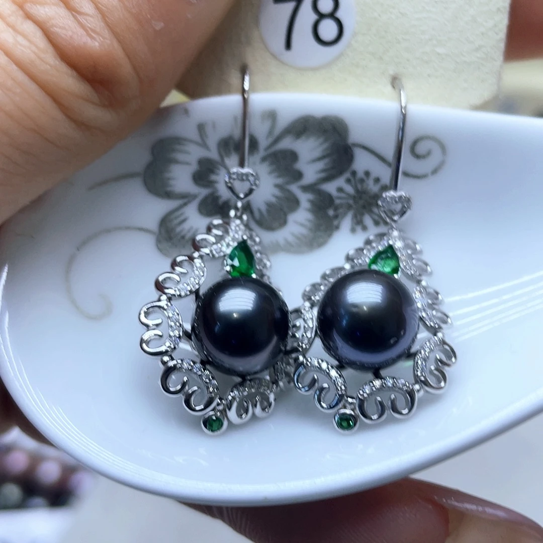 海水珍珠耳饰银S925镶嵌