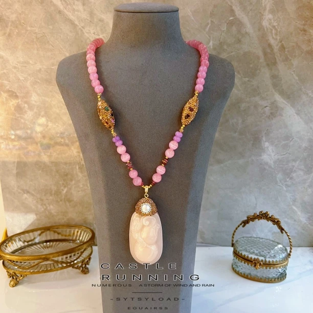 铜合金项链 粉苏娜尔迪系列10000满镶颗粒手工时尚长款百搭小众