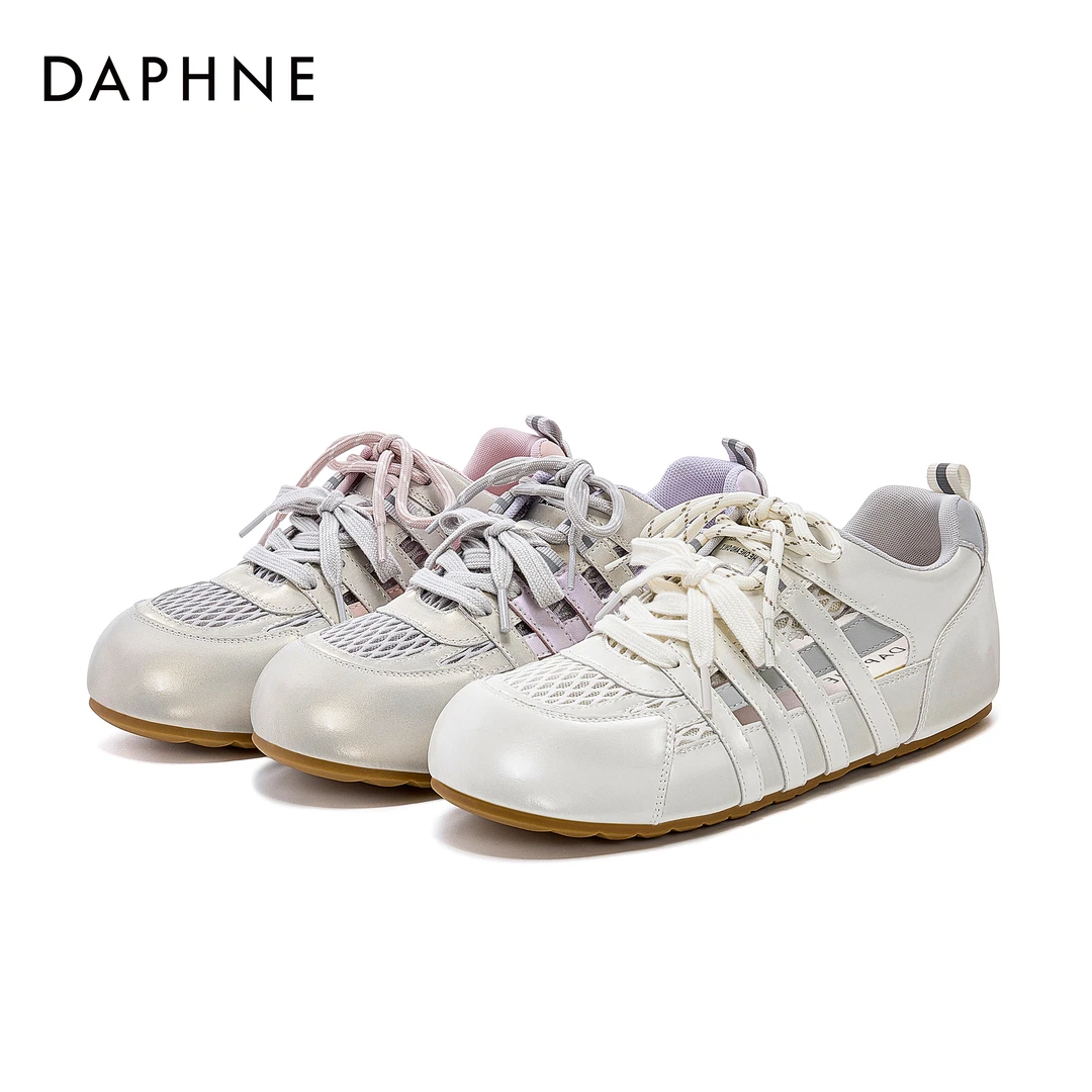 【达芙妮】25年夏季新款百搭复古德训鞋圆头平底透气软底时尚休闲鞋