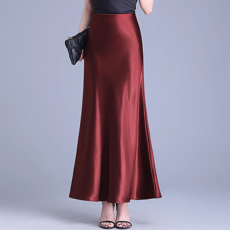 高贵醋酸半身裙包臀长裙女2025年春夏季垂感缎面修身长款鱼尾裙