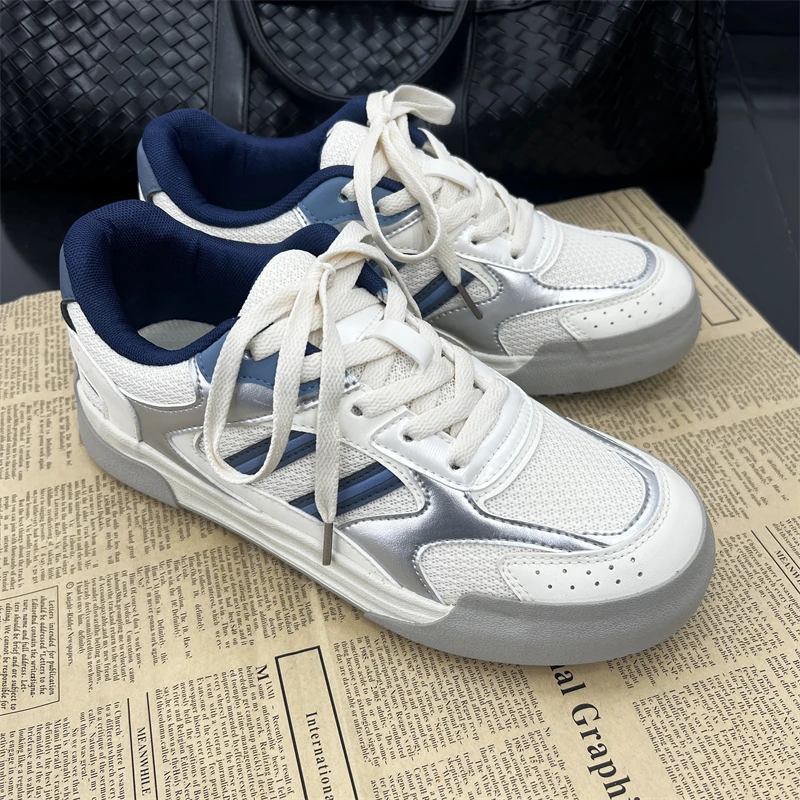 男鞋2025新款爆款夏季百搭厚底透气网面板鞋子男款潮流休闲低帮鞋