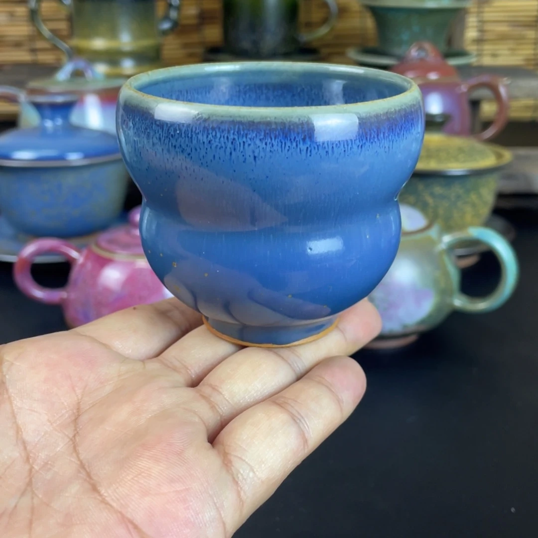 瓷片钧瓷葫芦杯手工