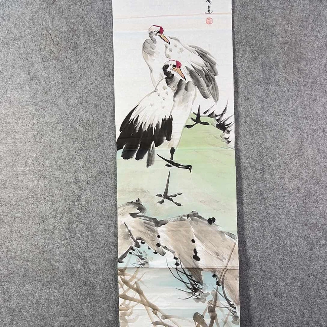 国画547 花鸟在树丛的顶端鸣叫叫声响