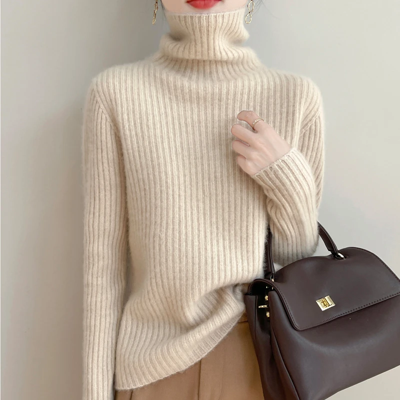 羊毛堆堆领百分百羊毛加厚宽松秋冬针织