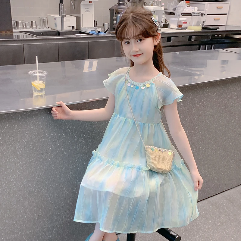 女童连衣裙2025新款夏装儿童网红洋气好看雪纺公主裙女孩薄款裙子