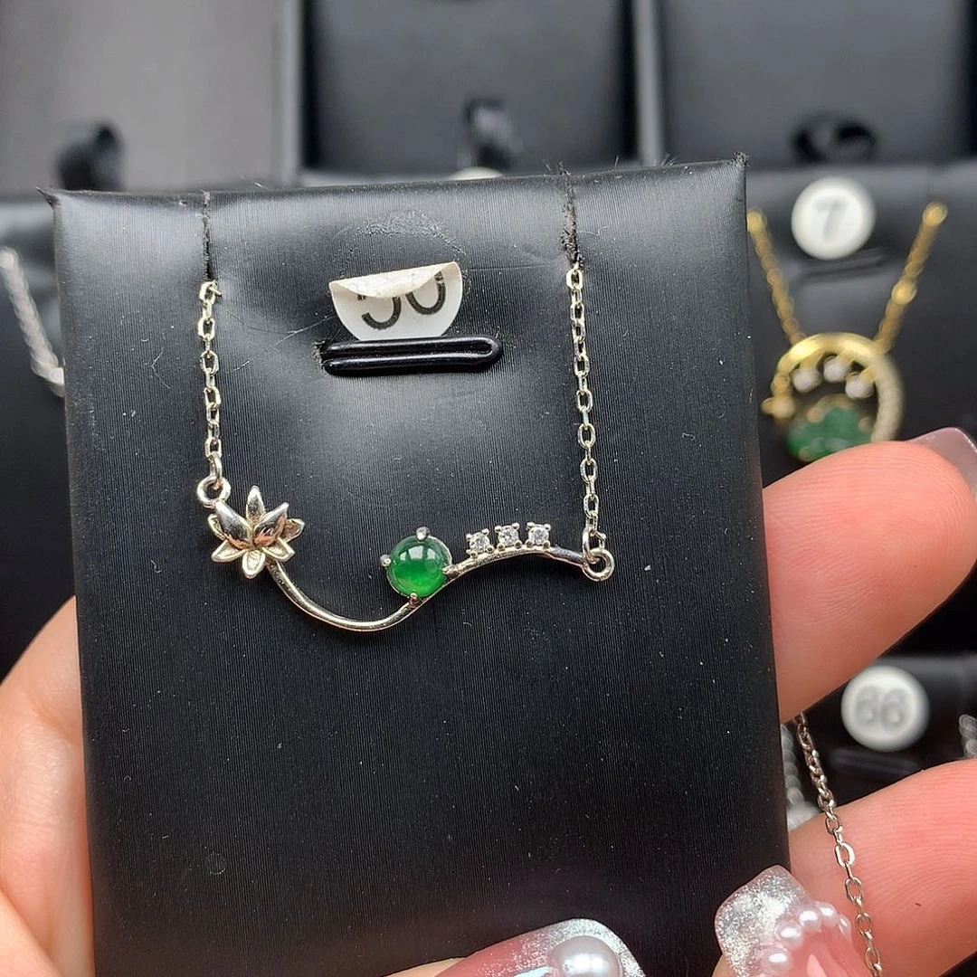 翡翠银S925镶嵌颈饰项链925