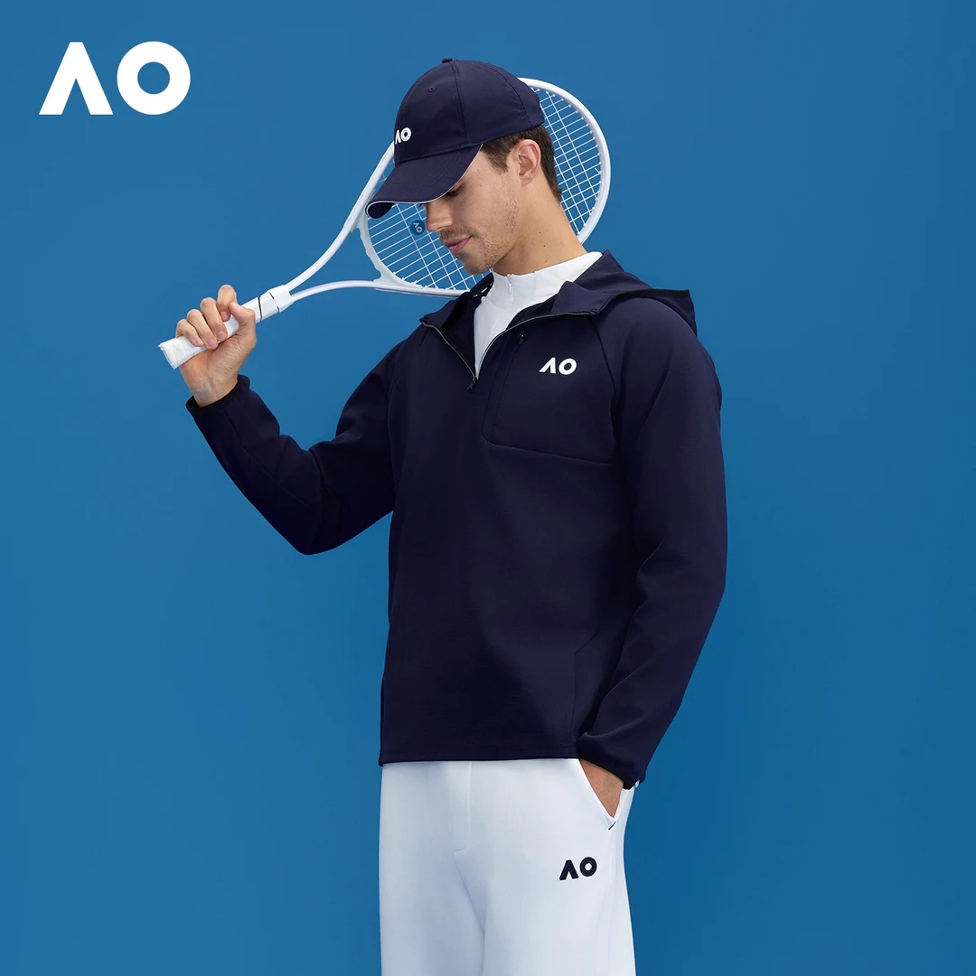 AO澳网动茄克运动连帽外套25年秋季新款男士网球运动上衣网球服