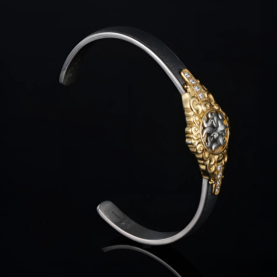 925银合成锆石手镯 九尾狐手镯镶嵌珠宝首饰