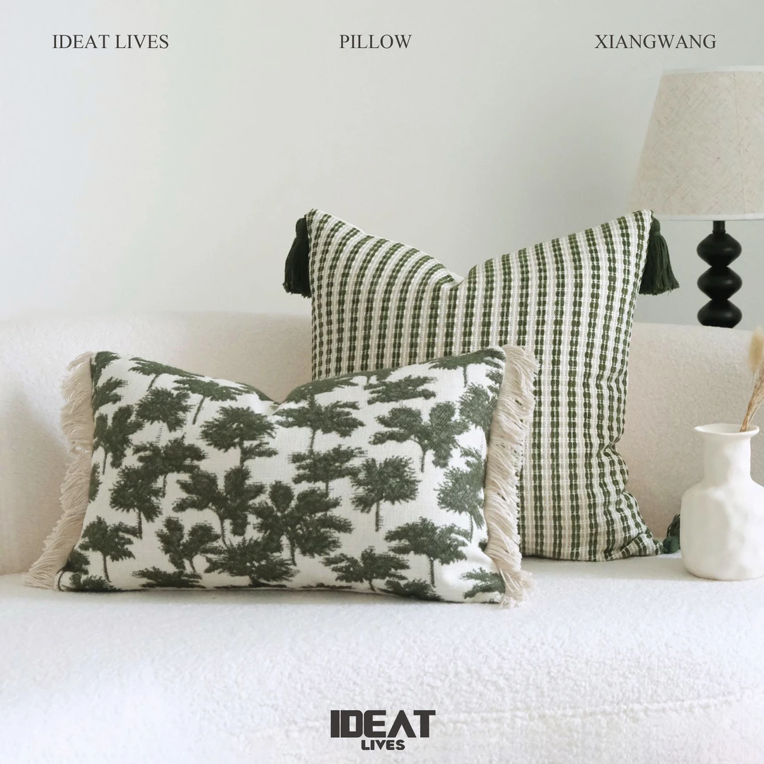 绿色丝绒绣花抱枕沙发靠背垫床头靠垫靠枕简约小清新多功能抱枕